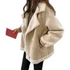 Kvinnors Trench Coats Fur One-Piece Suede Jacket Short Cashmere Motorcycle