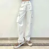 Карманы JMPRS Beatwork Women Baggy Jeans Fashion Y2K Streetwear 100% Хлопок Джинсовые брюки Свободные грузы Harajuku Черные брюки 2111129