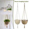 Natuurlijke gras opknoping planter mand indoor plant potten plant pot deksel voor huis HOGARD Y0910