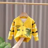 Bébé fille vêtements hiver dinosaure cardigan enfants garçons jaune pull hauts à manches longues enfants occasionnels pull fille minuscule cotons Y1024