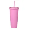 22OZ TUMBLERS Matte Colored Acrylic Tumblers with Lids and Straws Double Wall Plastic Resuable Cup Tumblers