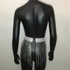 لامعة الكريستال وحشيات الراين المصغرة التنانير الماس Long Long Tassel Sexy Women Women Loose Lightable Night Club Party Skirt 210306