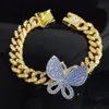 Bracelet de tennis 11 mm carré CZ Stone Femmes Hip Hop Bijoux de cuivre Blue Rose Cuban Link Butterfly31502555135380