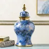 Vazen Creatieve Keramische Vaas Marmer Ginger Jar Ornamenten Moderne Gedroogde Bloemstuk Accessoires Lichte luxe opslag