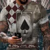 Mens Printing T Shirt Playing Card Pattern Tees Boys T-shirt for Punk Hiphop People Classic Tops for Whole241I