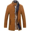 Vinter män tjockna ullrockar Business Casual Ullblandningar Mäns Outdoor Coat Fashion Long Warm Windproof Mens Windbreaker 211122
