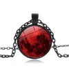 Nouveau sang rouge lune pendentif collier nébuleuse astrologie gothique galaxie espace extra-atmosphérique hommes femmes verre Cabochon bijoux cadeaux Y0301
