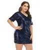 Robe de paillettes d'or rose noir robe de paillettes d'été manches courtes élégantes robes de soirée de club décontractées femmes soirée plus taille 210315