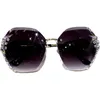 2021 Mode Märke Design Vintage Rimless Rhinestone Solglasögon Kvinnor Män Klipplins Gradient Solglasögon Kvinna UV400