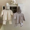 Baby ribbed kläder set 2021 Ny spädbarn flicka casual långärmad toppar toddler pojkar stora pp byxor barn stickade kläder kostym g1023