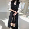 Korejpaa Set di abiti da donna coreano chic francese elegante camicia a maniche lunghe con scollo a V + cravatta laterale in vita gonna a pieghe abiti 210526