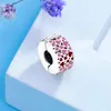 925 Sterling Silver Burst of Love Clip Charm Hear Pink Enamel Spacer Clips Bead Fits Original Europe Charms DIY Bracelets Jewel Q0531