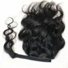 Enveloppez autour des quetes de cheval de cheveux humains vague de corps Clip péruvien dans les extensions pour les femmes noires Natural Magic Paste Pony Ponytail HA7607160