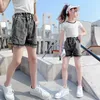 Summer Teen Girls Fashion Tassel Shorts With Two Buttons High Waist Cotton Kids Clothes School Casual Style Solid Denim 210723