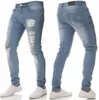 Meak Sıska Mavi Kot Erkekler Sonbahar Vintage Denim Kalem Pantolon Rahat Streç Pantolon 2019 Seksi Delik Yırtık Erkek Fermuar Jeans 3XL