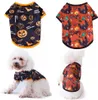 Vêtements pour chiens doux Chemise de Noël pour petits chiens et chats Vêtements imprimés pour animaux de compagnie Halloween T-shirt pour animaux de compagnie Chemises respirantes pour chiots Fêtes de la Toussaint A85