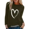 Kvinnor Vinter T-shirt Casual Print O-Neck Långärmad Top Loose T-shirt 3XL Grundläggande Kläder Camisas de Moda Mujer 2021 x0628