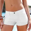 Kobiety niski stały kolor biały krótkie mini dżinsy szorty Ropa Mujer panie swobodne oddychające spodnie na letnią plażę 210301