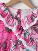 Toddler Girls Floral Print Flaunce Rękaw Ruffle Trim Sukienka She02