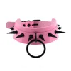 Chokers Мода розовый кожаный кожурный колье черный Spike ожерелье для женщин металлические заклепки шипованный воротник девочек партии клуб Clockers готический аксессуар