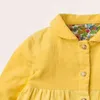 赤ちゃんの女の子ブランドの秋の服の動物アップリケ幼児のCorduroyピーターファン襟の黄色い秋のドレス2-7年211027