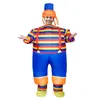 Costume da bambola mascotte Adulto Halloween Stripe Clown Costume gonfiabile Vestito da pagliaccio Costume da travestimento Vestito da festa divertente magico