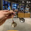 Gold Starbucks rostfritt stål skedar kaffemjölk liten rund dessert blandar frukt te sked fabriksförsörjning