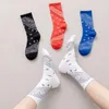 Meias masculinas Mans Sox Padrão de impressão de basquete casual algodão adulto outono inverno absorve suor clássico coreano skarpetki