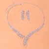 Earrings & Necklace Fashion Rhinestone Two-piece Wedding Dress Accessories Temperamental Bridal Jewelry Set Party Banquet