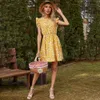 Mode zomer gegolfd bloemen korte mini dryellow print casual kleding voor vrouwen 2021 dames jurken vrouwelijke vrouw x0529