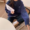 3 kolory jesień zima koreański styl preppy kobiety bluzy vintage list gruba ciepła bluza damska swetry (X1708) 210928