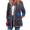 Autumn Winter Cardigan Women's Vintage Ethnic Floral Printed Long Sleeve Tunic Jackets Ladies Loose Outerwear Chic Top Coat 211117