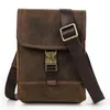 Waist Bags Men's Designer Messenger Bag Crazy Horse Cow Genuine Leather Mobile Phone Luxury Fashion Design High-quality