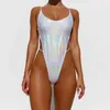 Maillot de bain réversible Tanga Sexy Tummy Cut Maillots de bain Halter Monokini High Leg Maillot de bain String S 210630