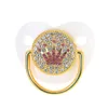 PACIFIERS PACIFIER Baby Dummy Spädbarn Lollipop Chupeta Crown Rhinestones Bling Gold3994315