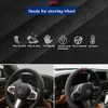 Car Steering Wheel Cover DIY Non-slip Black Genuine Leather Suede For Skoda Octavia 2015-2019 Fabia 2016-2019 Kodiaq 2016-2019