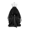 High Low Black Tulle Skirt Asymmetrial Hem Tutu Layered Wedding Bridal Gown High Waist Pleated Prom Skirt Gala Stylish Saia 210311