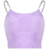 夏のセクシーなチェーンスリング豪華なタンクトップ女性のノースリーブ作物トップカジュアルなファッションキャムスストリートウェア背中の紫色のトップスティー210709