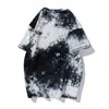 Tye Dye Drukowane Mężczyźni Koszulki Summer Moda Mężczyzna Krótki Rękaw Koszulka Hip Harajuku Tshirt dla Tops Odzież 210716