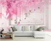 월페이퍼 벽 종이 3 D 사용자 정의 포 핑크 체리 나비 어린이 방 홈 장식 침실 벽에 대 한 3D 벽화 벽지