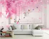 Tapety Wall Paper 3 D Custom Po Różowy Cherry Butterfly Pokój dziecięcy Home Decor 3D Murals Tapeta na ściany do sypialni