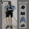 BIVIGAOS Summer Sharkskin Biker Women's Stretch High Waist Knee Short Outside Bodybuilding Sexy Tide Sports Shorts