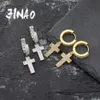 Jinao Cubic Zirconia Bling Iced Cross Earring Złota Srebrna Kolor Miedziane Kolczyki dla mężczyzn Kobiety Hip Hop Rock Biżuteria 2106183147811