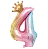 Ballon numérique en aluminium arc-en-ciel de 32 pouces, avec couronne, décor en Latex, pour fête d'anniversaire de mariage, fourniture de ballon à Air pour enfants