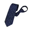 Zipper tie 6cm dot strip business necktie ready knot polyester men's neck ties wedding groom team neckwear 2pcs lot216n