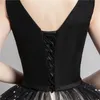 EDC8 2022 새로운 스타일 블랙 매칭 패션 V-Neck Quinceanera 드레스 졸업 드레스 슬리브 공식 공연 스팽글 볼 가운