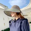 New Arrival Kobiety Letni Letnie Duży Szeroki Brim Sun Hat Składany Roll Up Bowknot Decor Beach Visor Cap Outdoor Travel Cap