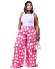 S-3XL Women Plus Size Pants Fashion Sexy Letter Printed Wide Leg High Waist With Pockets Skirts Leggings Ladies Clothing Autumn Leggings