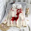 H.SA Winter Woman Trui en Sweaters Turn Down Collars Cartoon Leuke Kerst Truien Herten Oversize Jumper 210716