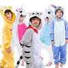 キグルミUnicornioキッズパジャマUnicornジャンプスーツ子供冬の家庭用男の子フード付きフランネルonesies Girl Panda総合211130